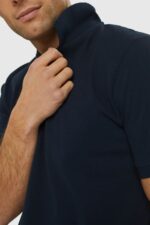Men Esprit Navy Pima cotton pique polo shirt Polos XF4444925 - Image 3