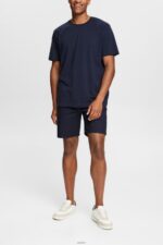 Men Esprit Navy Plain T-shirt T-Shirts XF4444930 - Image 2