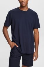 Men Esprit Navy Plain T-shirt T-Shirts XF4444930