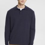 Men Esprit Navy Polo jumper Sweaters XF4444683