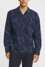 Men Esprit Navy Shirt with a pattern Shirts XF4444910