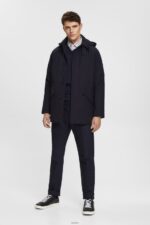 Men Esprit Navy Slim fit trousers with elasticated waistband Trousers & Pants XF4444691 - Image 2
