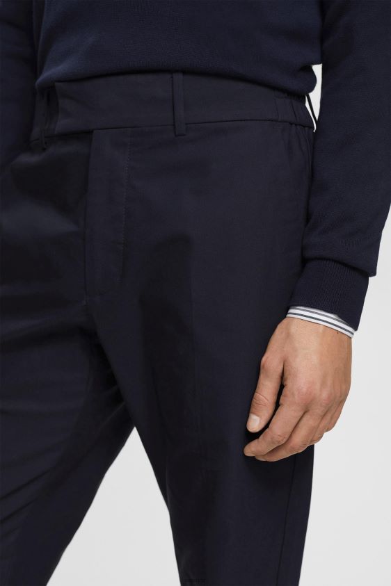 Men Esprit Navy Slim fit trousers with elasticated waistband Trousers & Pants XF4444691 - Image 3