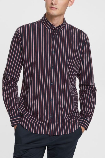 Men Esprit Navy Striped button down shirt Shirts XF4444885