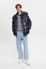 Men Esprit Navy Striped crewneck T-shirt T-Shirts XF4444721 - Image 2