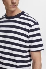 Men Esprit Navy Striped crewneck T-shirt T-Shirts XF4444721 - Image 3