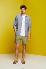 Men Esprit Navy Striped shirt, 100% linen Shirts XF4444596 - Image 2
