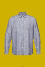 Men Esprit Navy Striped shirt, 100% linen Shirts XF4444596 - Image 5