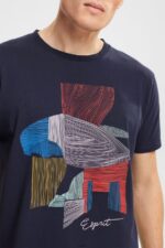 Men Esprit Navy Sustainable cotton illustration t-shirt T-Shirts XF4444940 - Image 3