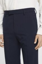 Men Esprit Navy Tailored wide-fit trousers with elasticated waist Trousers & Pants XF4444693 - Image 3