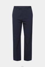 Men Esprit Navy Tailored wide-fit trousers with elasticated waist Trousers & Pants XF4444693 - Image 5