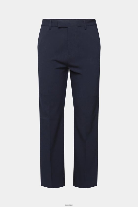 Men Esprit Navy Tailored wide-fit trousers with elasticated waist Trousers & Pants XF4444693 - Image 5