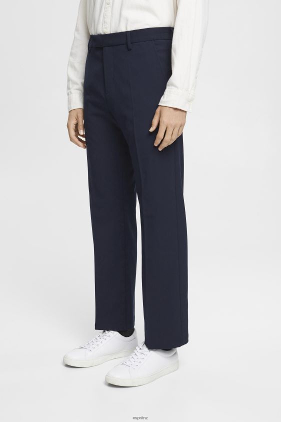 Men Esprit Navy Tailored wide-fit trousers with elasticated waist Trousers & Pants XF4444693 - Image 1