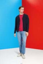 Men Esprit Navy V-neck sustainable cotton cardigan Sweaters XF4444776 - Image 2