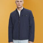 Men Esprit Navy Water-repellent ripstop jacket Jackets XF4444712