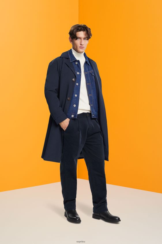 Men Esprit Navy Wide fit corduroy trousers Trousers & Pants XF4444333 - Image 2