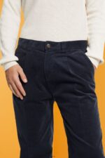 Men Esprit Navy Wide fit corduroy trousers Trousers & Pants XF4444333 - Image 3