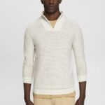 Men Esprit Off White Half-zip knit jumper with colourful stripes Sweaters XF4444727