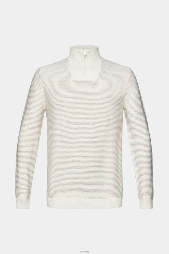 Men Esprit Off White Half-zip knit jumper with colourful stripes Sweaters XF4444727 - Image 5