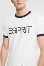Men Esprit Off White Jersey logo print T-shirt T-Shirts XF4444949 - Image 3