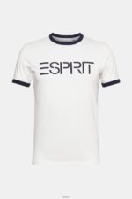 Men Esprit Off White Jersey logo print T-shirt T-Shirts XF4444949 - Image 5