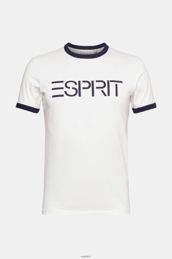 Men Esprit Off White Jersey logo print T-shirt T-Shirts XF4444949 - Image 5