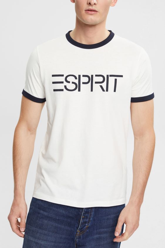 Men Esprit Off White Jersey logo print T-shirt T-Shirts XF4444949 - Image 1