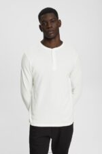 Men Esprit Off White Long sleeve waffle pique top Long Sleeve XF4444696