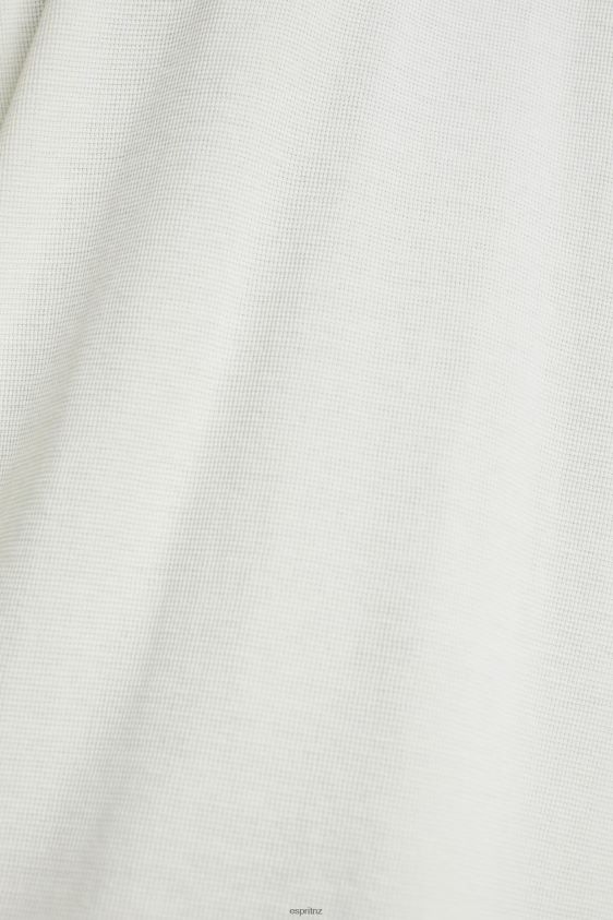 Men Esprit Off White Long sleeve waffle pique top Long Sleeve XF4444696 - Image 4
