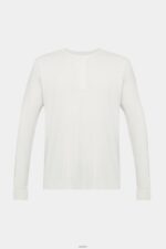 Men Esprit Off White Long sleeve waffle pique top Long Sleeve XF4444696 - Image 5