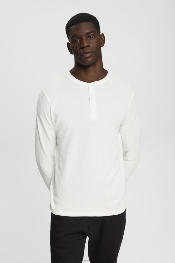 Men Esprit Off White Long sleeve waffle pique top Long Sleeve XF4444696 - Image 1