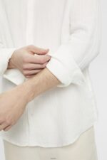 Men Esprit Off White Sustainable cotton muslin shirt Shirts XF4444755 - Image 3