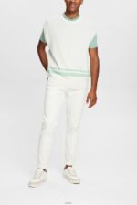 Men Esprit Off White Tank top with two stripes Sweaters XF4444841 - Image 2
