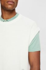 Men Esprit Off White Tank top with two stripes Sweaters XF4444841 - Image 3