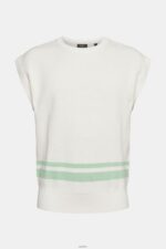 Men Esprit Off White Tank top with two stripes Sweaters XF4444841 - Image 5