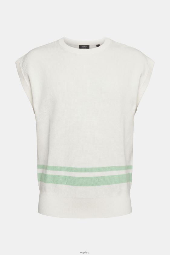 Men Esprit Off White Tank top with two stripes Sweaters XF4444841 - Image 5