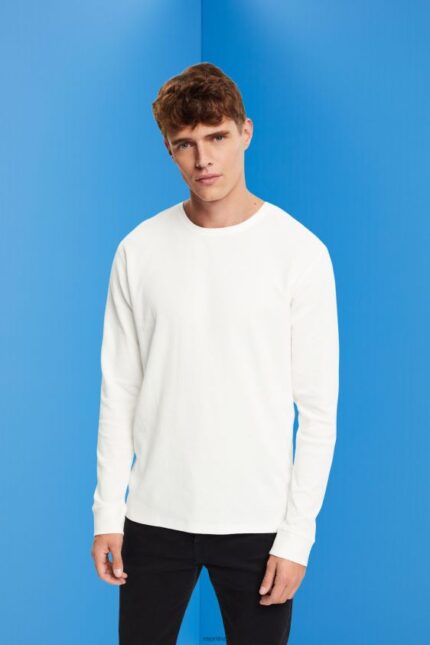 Men Esprit Off White Waffle pique long sleeve top Long Sleeve XF4444850
