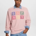 Men Esprit Old Pink Logo sweatshirt, 100% organic cotton Sweatshirts & Hoodies XF4444582
