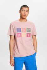 Men Esprit Old Pink Logo t-shirt, 100% cotton T-Shirts XF4444589