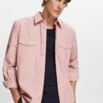 Men Esprit Old Pink Utility shirt, 100% cotton Shirts XF4444573