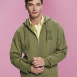 Men Esprit Olive Full-length zip hoodie Sweatshirts & Hoodies XF4444636