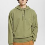 Men Esprit Olive Hoodie with logo chest print Sweatshirts & Hoodies XF4444640