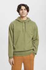 Men Esprit Olive Hoodie with logo chest print Sweatshirts & Hoodies XF4444640