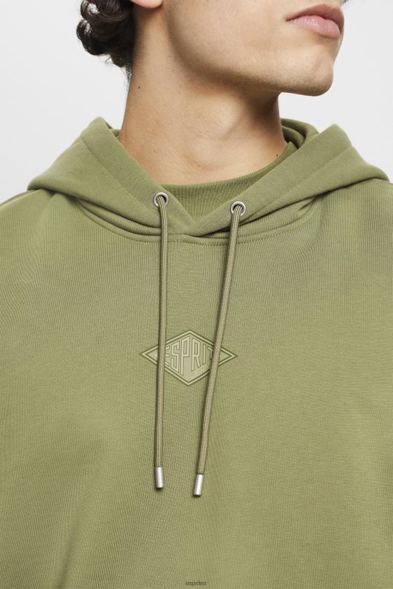 Men Esprit Olive Hoodie with logo chest print Sweatshirts & Hoodies XF4444640 - Image 3