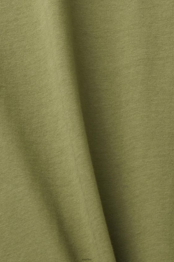 Men Esprit Olive Logo print cotton t-shirt T-Shirts XF4444626 - Image 4