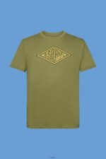 Men Esprit Olive Logo print cotton t-shirt T-Shirts XF4444626 - Image 5