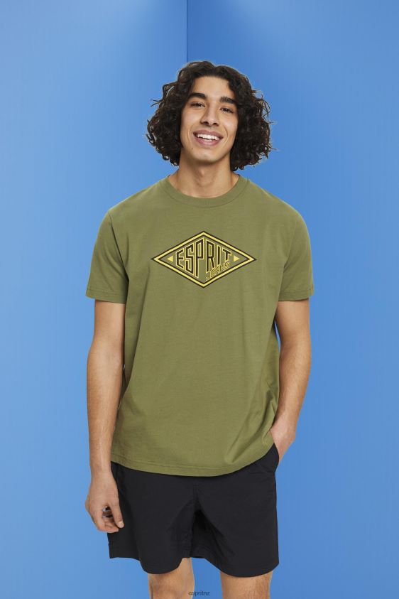 Men Esprit Olive Logo print cotton t-shirt T-Shirts XF4444626 - Image 1