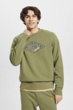 Men Esprit Olive Logo print sweatshirt Sweatshirts & Hoodies XF4444656