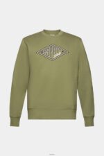 Men Esprit Olive Logo print sweatshirt Sweatshirts & Hoodies XF4444656 - Image 5