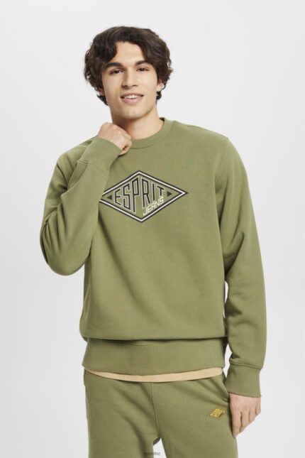 Men Esprit Olive Logo print sweatshirt Sweatshirts & Hoodies XF4444656